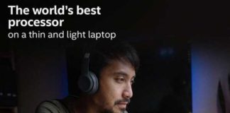Рекламный ляп Intel. Компания рекламирует свой CPU на фоне фотографии MacBook Pro, который никогда не получит такой процессор